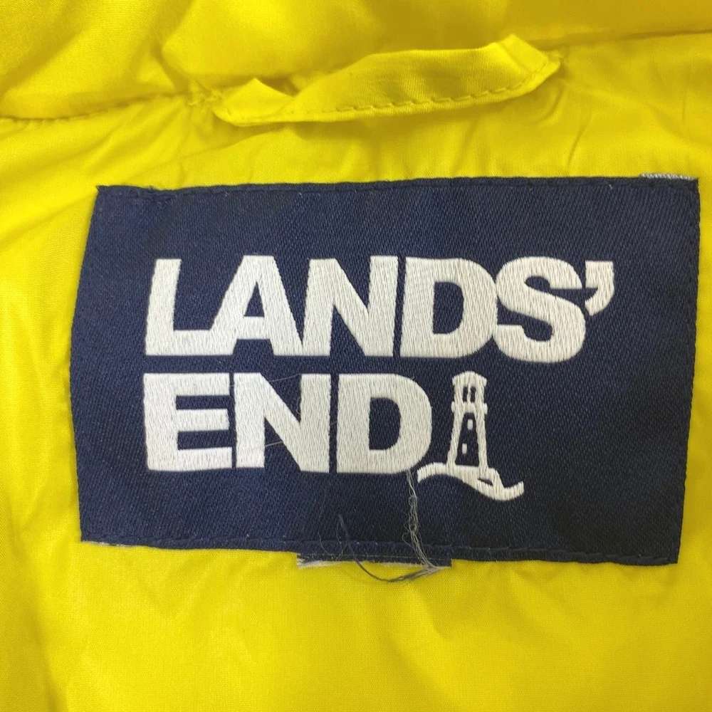 Lands End Puffer Vest Womens M Yellow Quilted Full Zip Outdoors Gorpcore Layer
